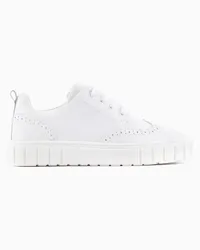 Emporio Armani OFFICIAL STORE Sneakers Con Dettaglio Coda Di Rondine In Pelle Soft Bianco