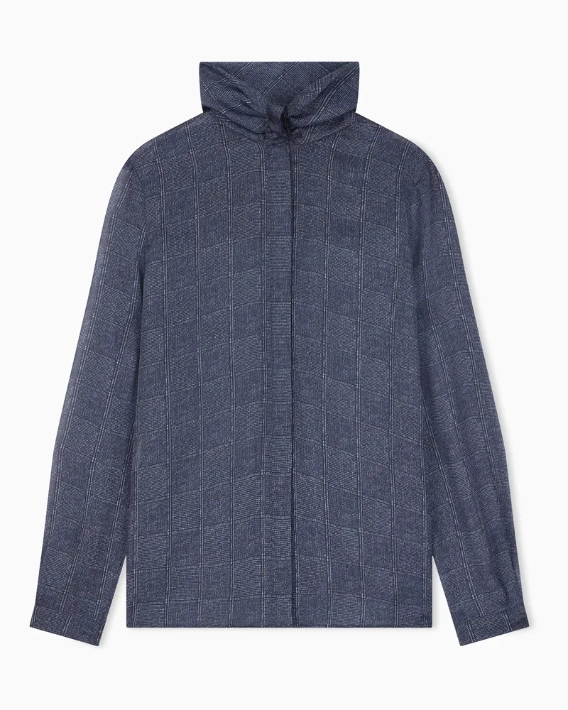 Emporio Armani Camicia in satin stampato Capsule Signature Blu