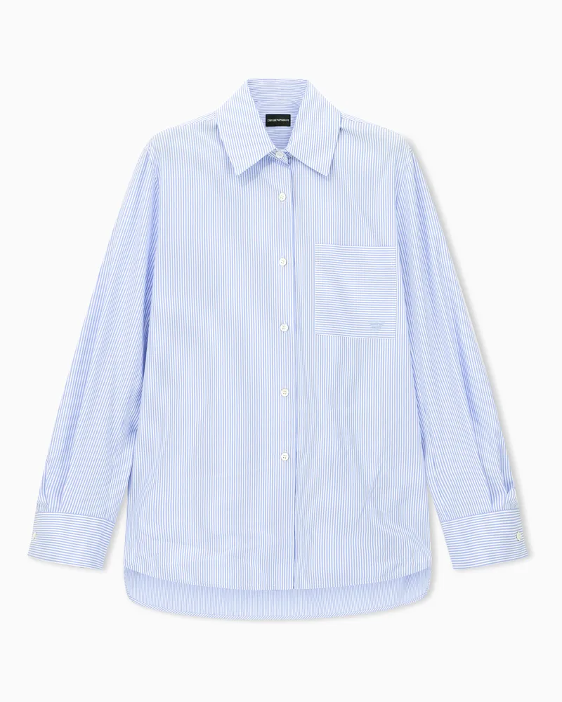 Emporio Armani Camicia regular fit in popeline di cotone a righe Azzurro