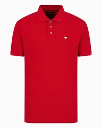 Emporio Armani OFFICIAL STORE Polo In Piquet Mercerizzato Con Micro Eagle Rosso