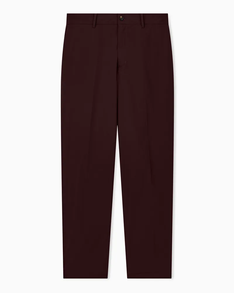Emporio Armani Pantaloni regular fit in tessuto elasticizzato con passanti Bordeaux
