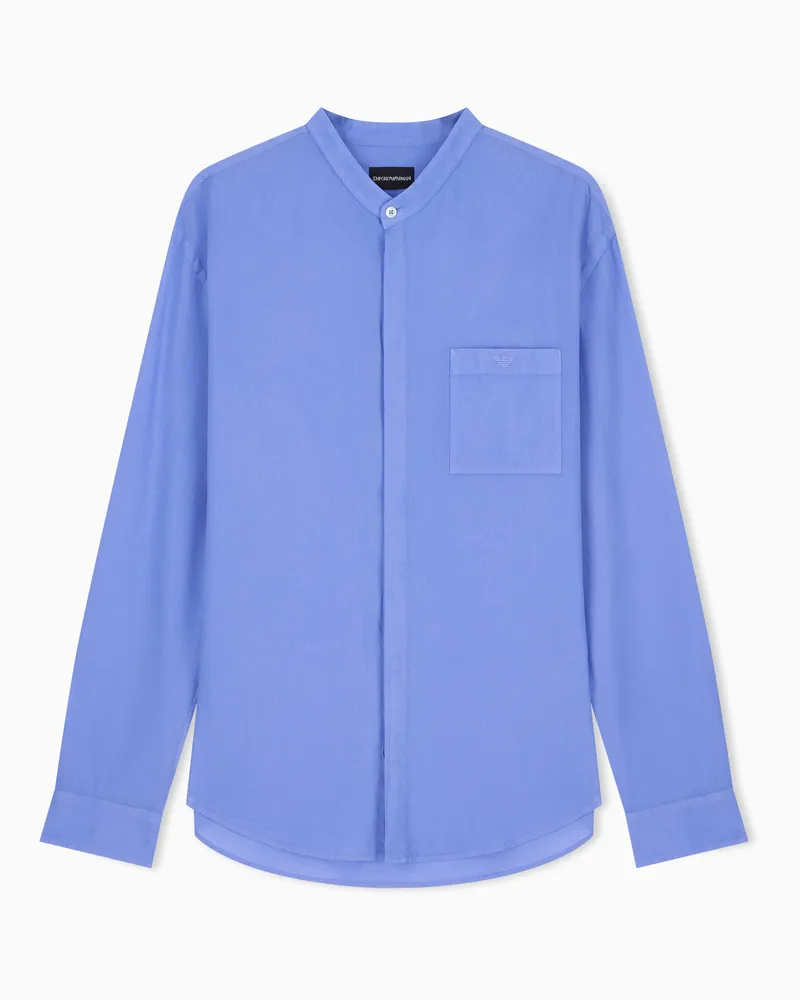 Emporio Armani Camicia in mussola di cotone Azzurro