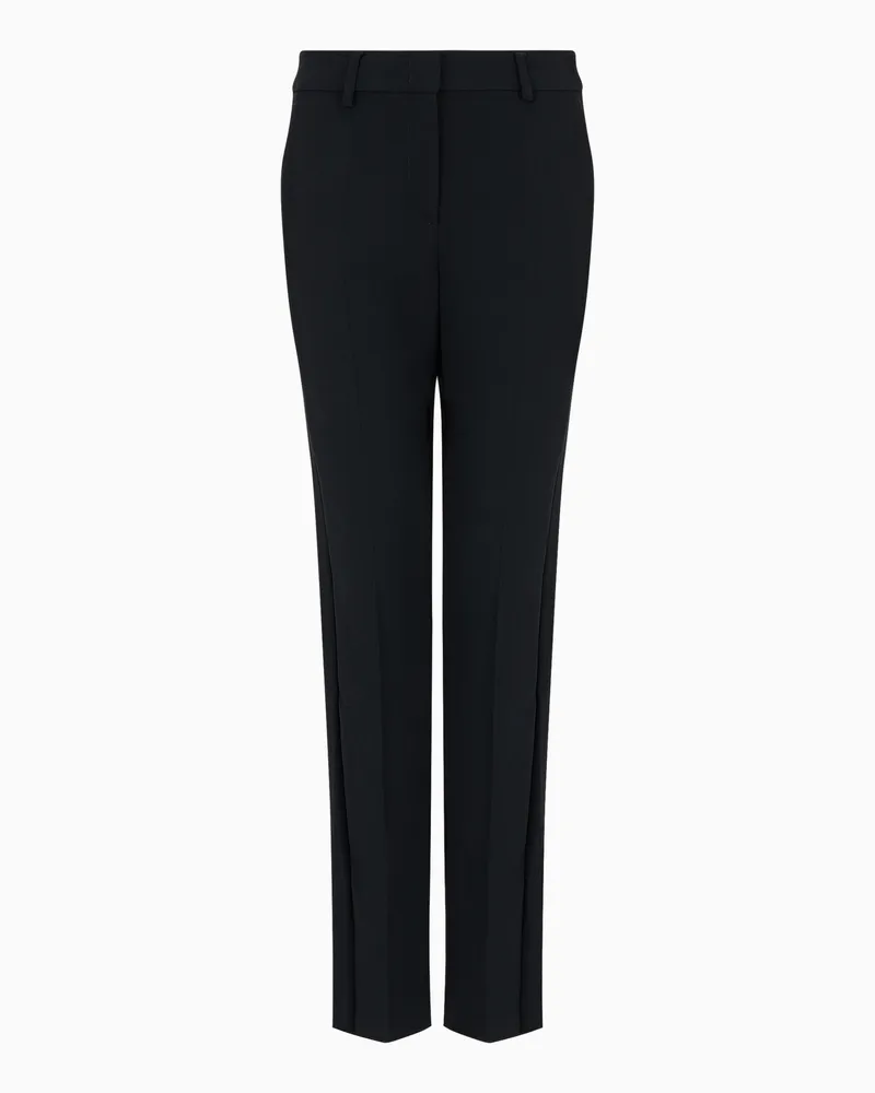 Emporio Armani Pantaloni con passanti e nervatura in cady crepe Nero