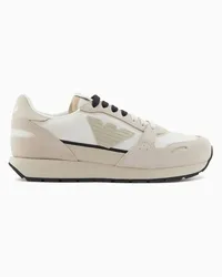 Emporio Armani OFFICIAL STORE Sneakers In Mesh Con Dettagli Suede E Patch Aquila Beige