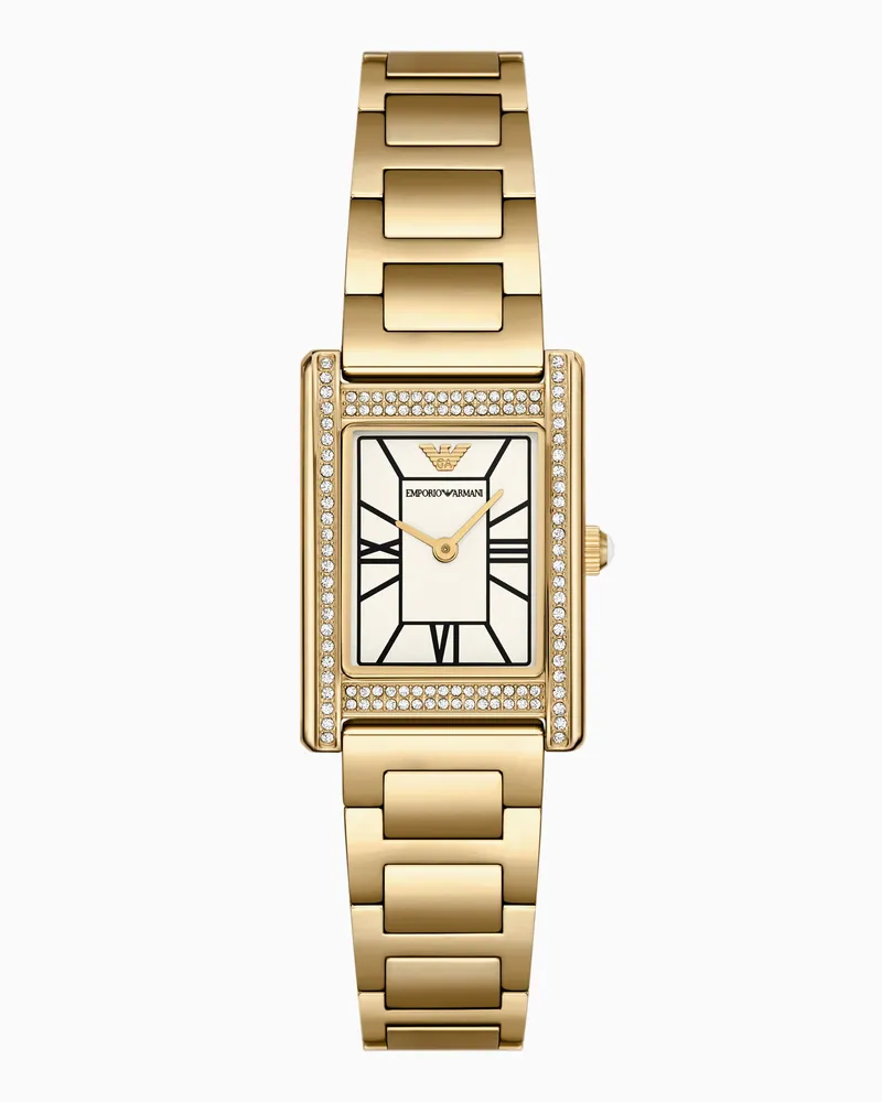 Emporio Armani Orologio a due lancette in acciaio inossidabile color oro Multicolore