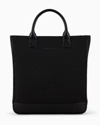 Emporio Armani OFFICIAL STORE Tote Bag In Nylon Jacquard Eagle All Over Nero