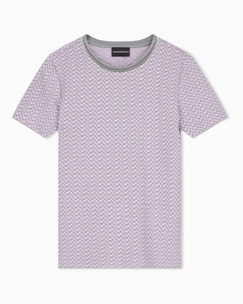 Emporio Armani T-shirt girocollo slim in jersey di viscosa jacquard Viola