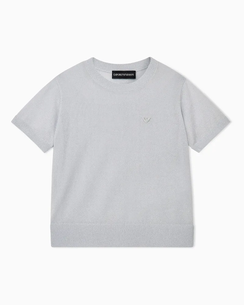 Emporio Armani Pullover girocollo a maniche corte in misto viscosa Azzurro