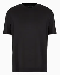 Emporio Armani OFFICIAL STORE T-shirt Con Tape Logato A Rilievo In Jersey Misto Lyocell Asv Nero