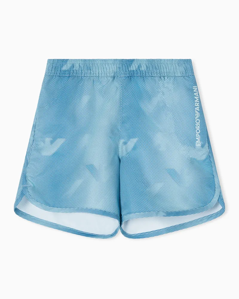 Emporio Armani Costume boxer in nylon eagle all over Azzurro