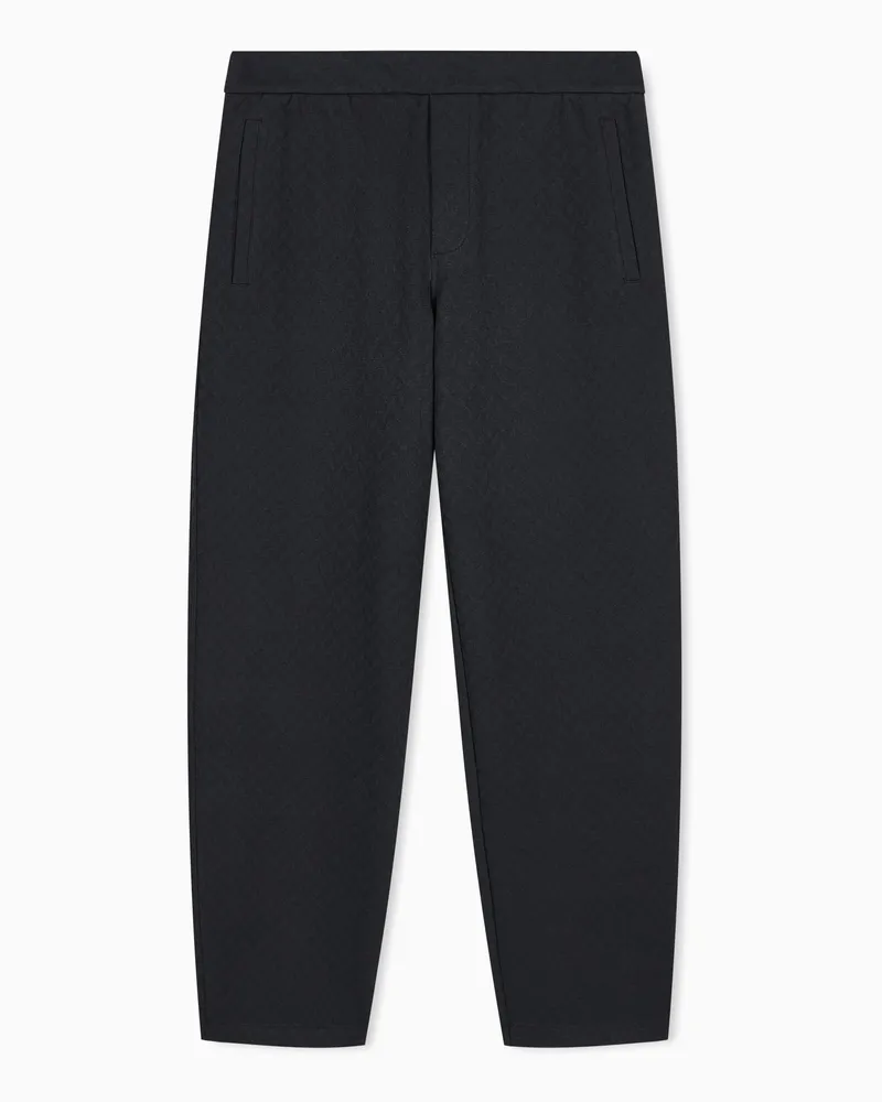 Emporio Armani Pantaloni in jersey interlock di cotone e lyocell Blu