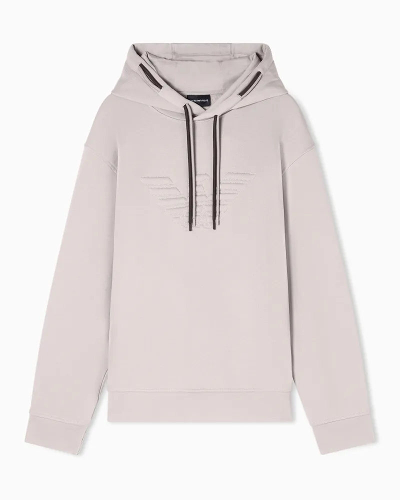 Emporio Armani Felpa con cappuccio loose fit in jersey french terry con aquila bombata Marrone