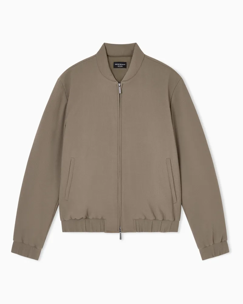 Emporio Armani Blouson in jersey crepe effetto piquet 3D Icon Marrone