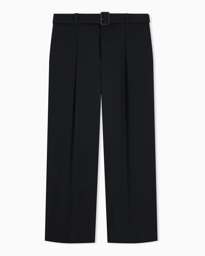 Emporio Armani Pantaloni in twill elasticizzato Nero