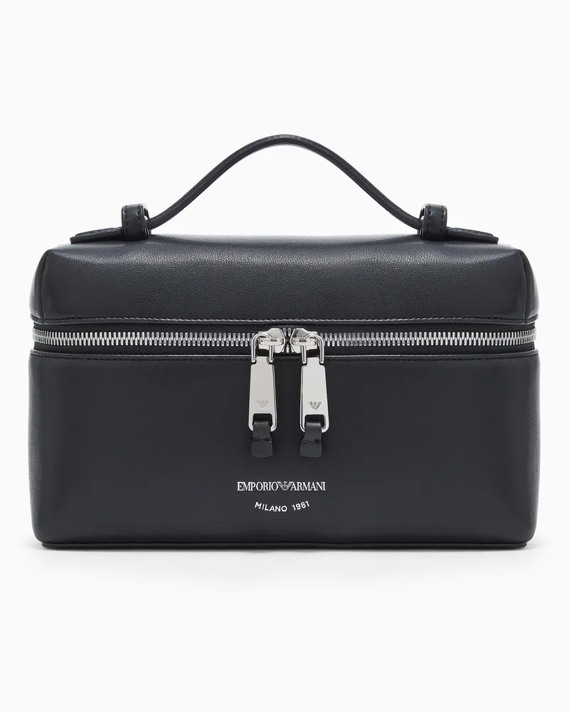 Emporio Armani Vanity case a tracolla in nappa Nero