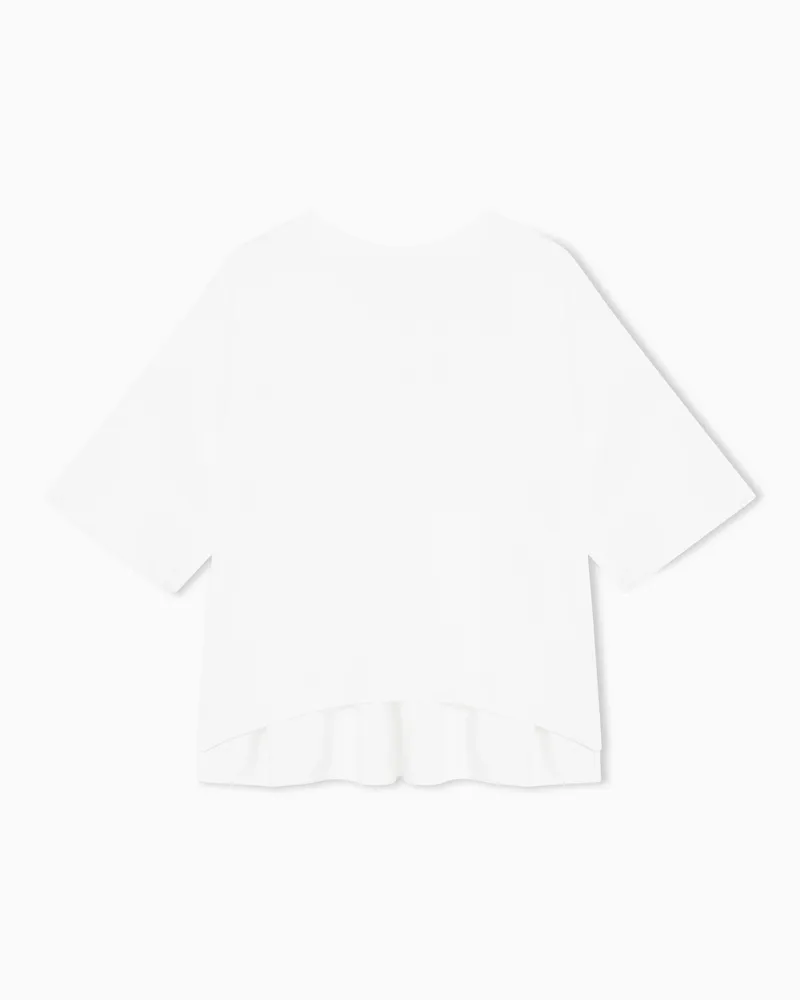 Emporio Armani T-shirt in jersey interlock con rouches Bianco