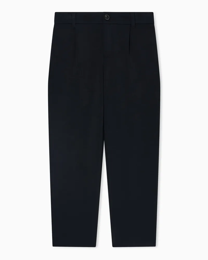 Emporio Armani Pantaloni con pinces in double jersey Blu