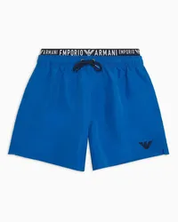 Emporio Armani OFFICIAL STORE Costume Shorts In Tessuto Riciclato Logoband Asv Blu