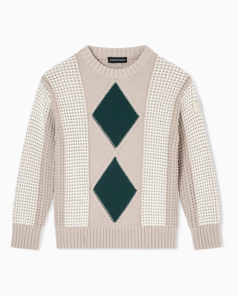 Emporio Armani Maglione con maxi motivo rombi trama punto mix Beige