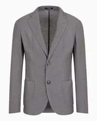 Emporio Armani OFFICIAL STORE Giacca Monopetto In Maglia Di Lana Vergine Jacquard Super Leggera Grigio