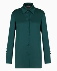 Emporio Armani OFFICIAL STORE Camicia In Crepe Satin Con Dettaglio Bottoni Sul Retro Verde