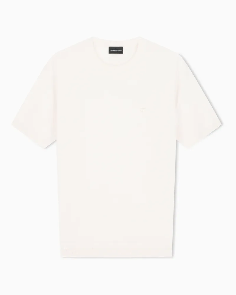 Emporio Armani Maglia in lana rasata Travel Essential Bianco