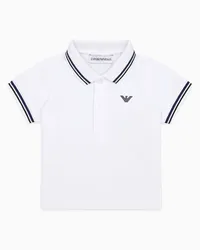 Emporio Armani OFFICIAL STORE Polo In Piquet Stretch Con Profili A Righe Bianco