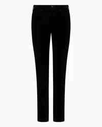 Emporio Armani OFFICIAL STORE Pantaloni J20 Vita Alta E Gamba Super Skinny In Velluto Stretch Nero