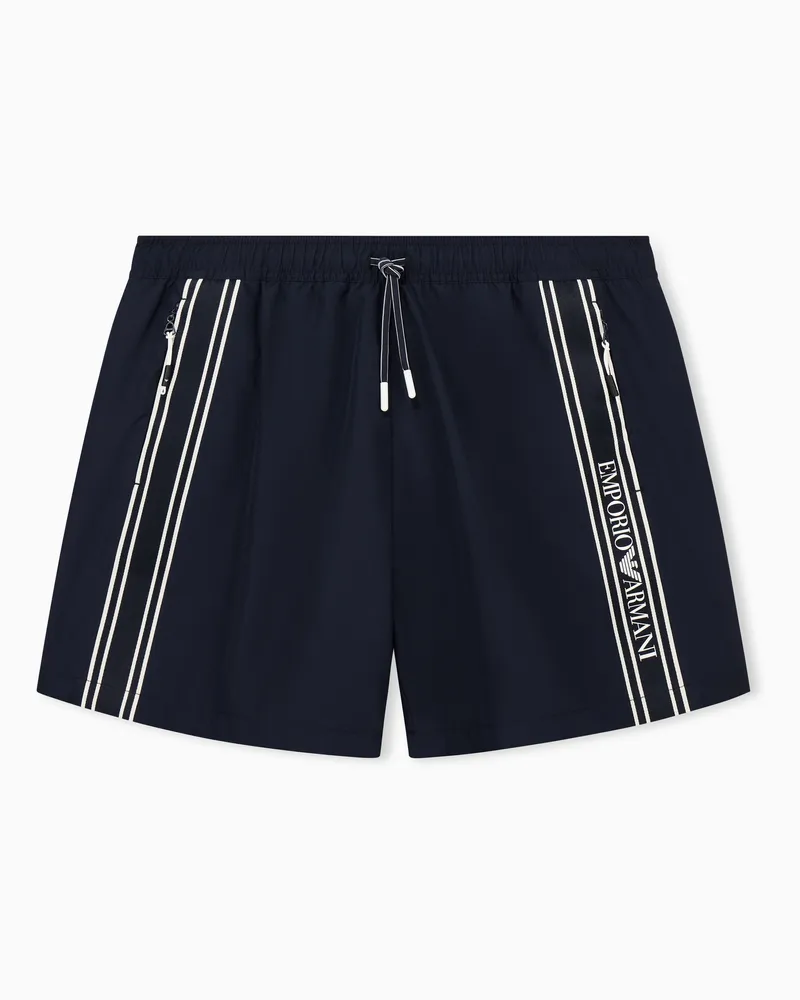 Emporio Armani Costume shorts con tape logo Blu
