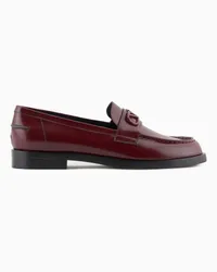 Emporio Armani OFFICIAL STORE Mocassini In Pelle Spazzolata Con Placca Aquila Rosso