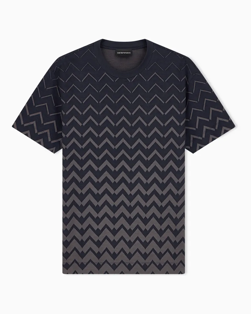 Emporio Armani T-shirt in jersey jacquard misto lyocell Capsule Signature Blu