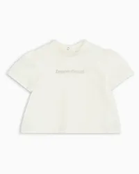 Emporio Armani OFFICIAL STORE T-shirt In Jersey Con Maniche A Sbuffo E Ricamo Logo Asv Bianco