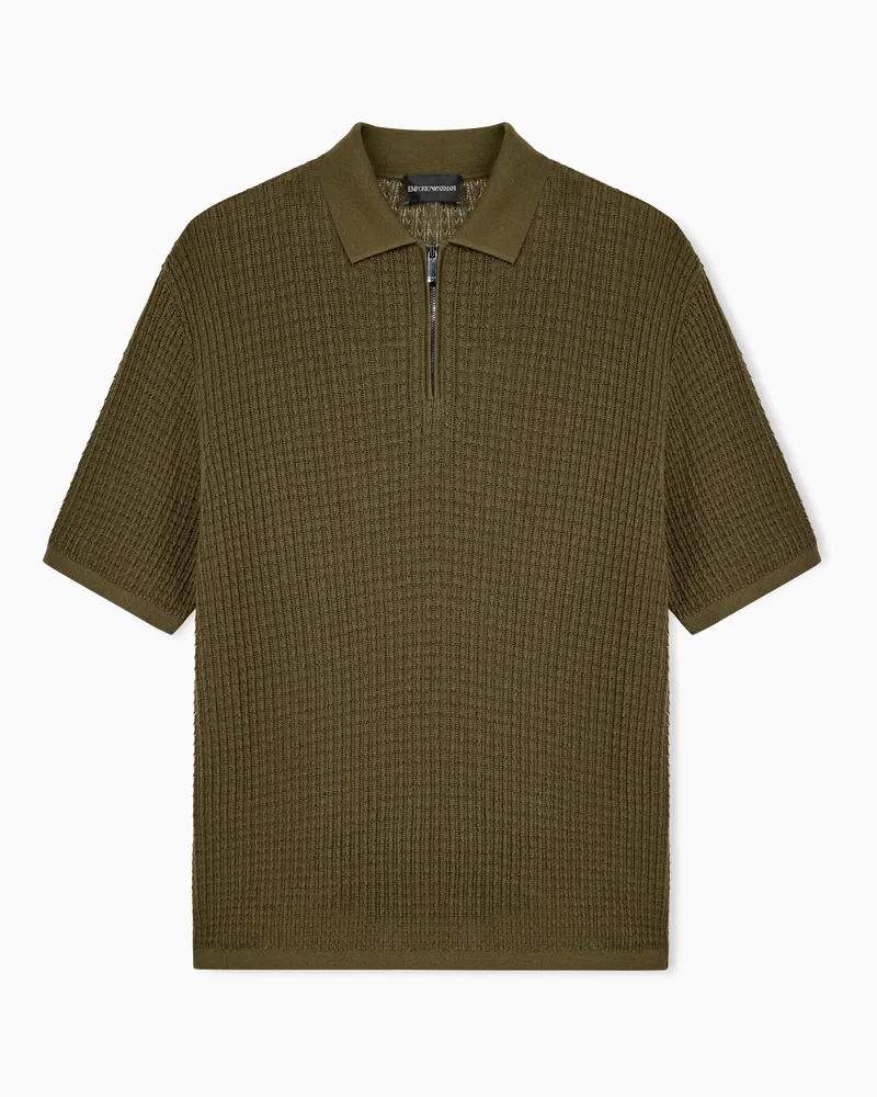Emporio Armani Pullover in lyocell e lana vergine a punto spostato Verde