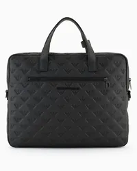 Emporio Armani OFFICIAL STORE Borsa Business In Pelle Embossed Eagle All Over Nero