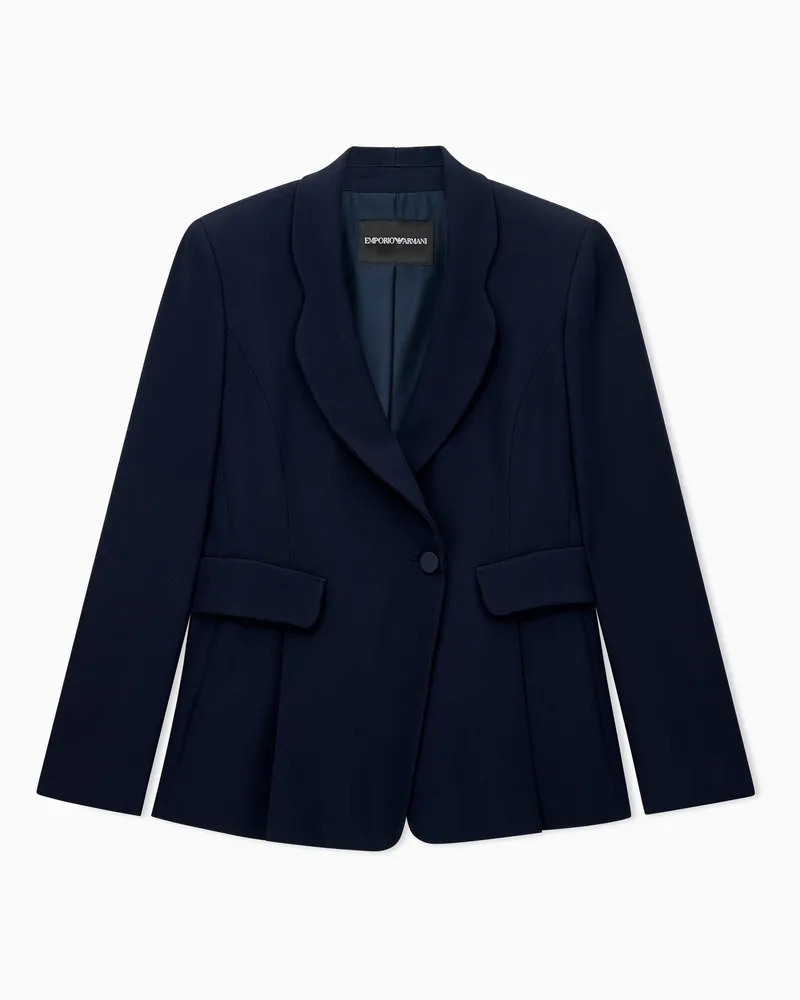 Emporio Armani Blazer monopetto in tessuto canneté Capsule Signature Blu