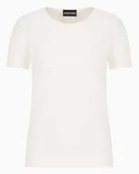 Emporio Armani OFFICIAL STORE Maglia A Maniche Corte In Jersey Stretch Con Trama Irregolare A Rilievo Bianco