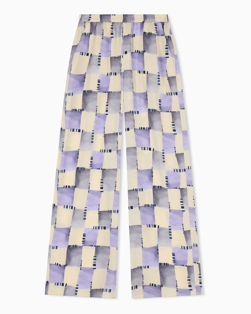 Emporio Armani Pantaloni in satin stampa check Multicolore