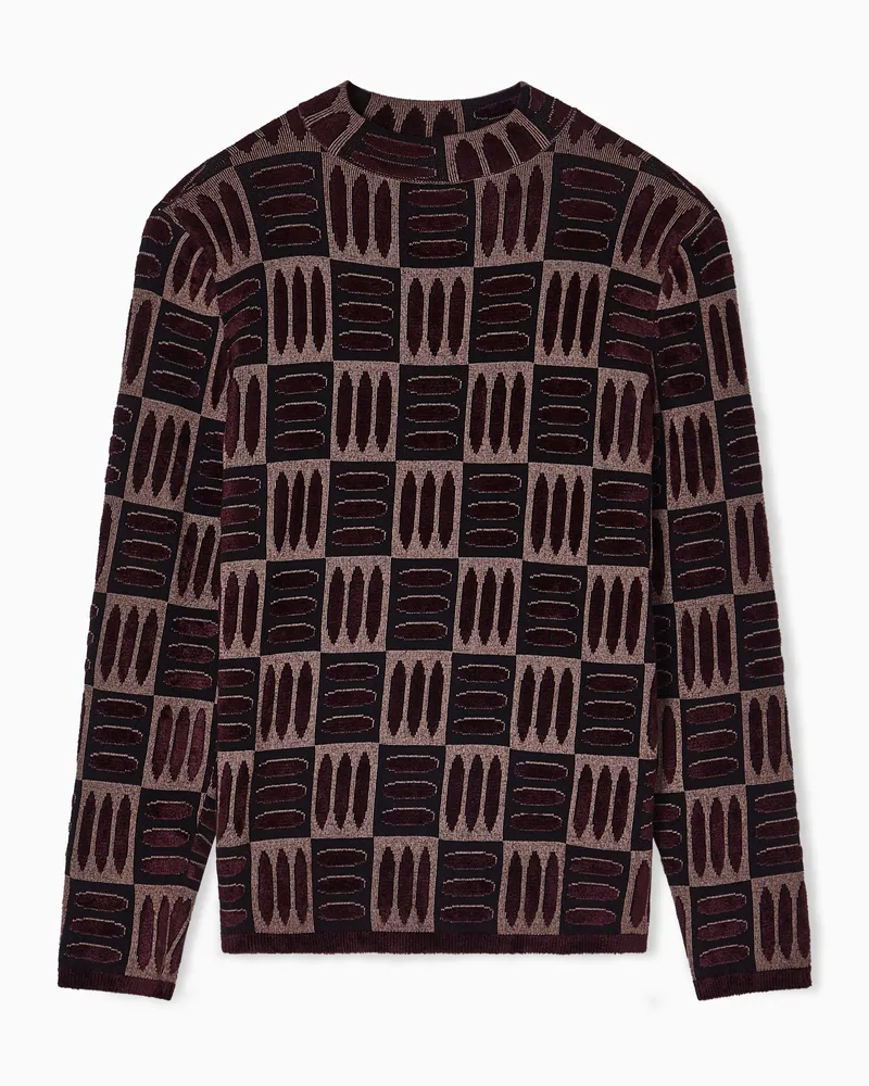 Emporio Armani Maglione con intarsio in ciniglia Bordeaux