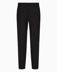 Emporio Armani OFFICIAL STORE Pantaloni In Tela Natural Stretch Con Fondo Elastico Nero