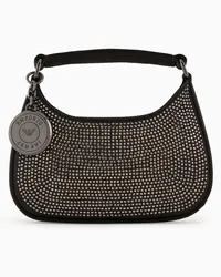 Emporio Armani OFFICIAL STORE Mini Bag Hobo In Raso Con Strass Nero