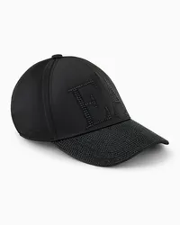 Emporio Armani OFFICIAL STORE Cappello Da Baseball In Nylon Con Logo Strass Nero