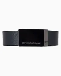 Emporio Armani OFFICIAL STORE Cintura In Pelle Granata Con Placca Blu