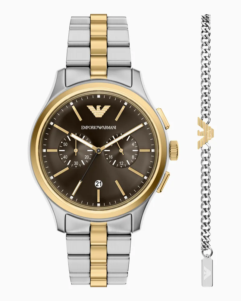Emporio Armani Set di orologio al quarzo e bracciale Multicolore