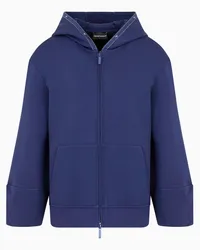 Emporio Armani OFFICIAL STORE Felpa Con Cappuccio E Zip In Double Jersey Con Tape Logo Aquila Blu