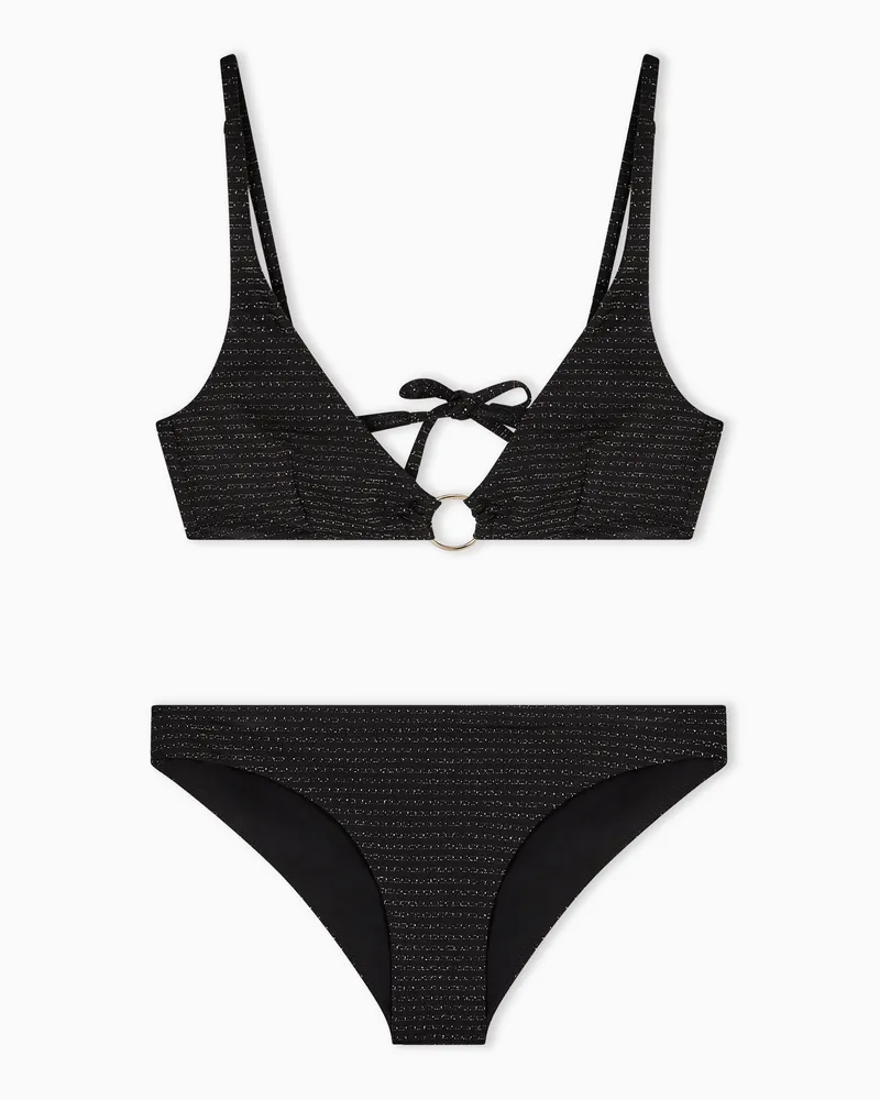 Emporio Armani Bikini con triangolo vela imbottito in lycra con lurex Nero