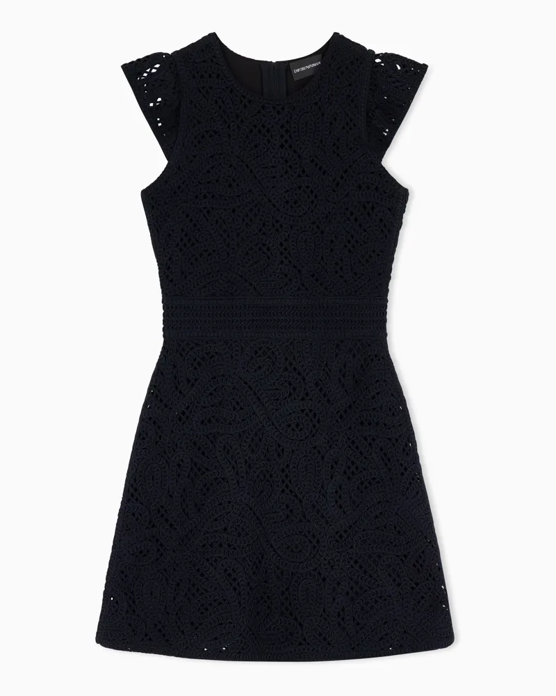 Emporio Armani Abito in tessuto ricamo cornely effetto macramé Nero