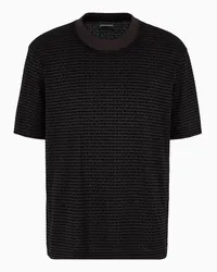 Emporio Armani OFFICIAL STORE T-shirt In Jersey Misto Lyocell Con Lettering Flock All Over Asv Nero