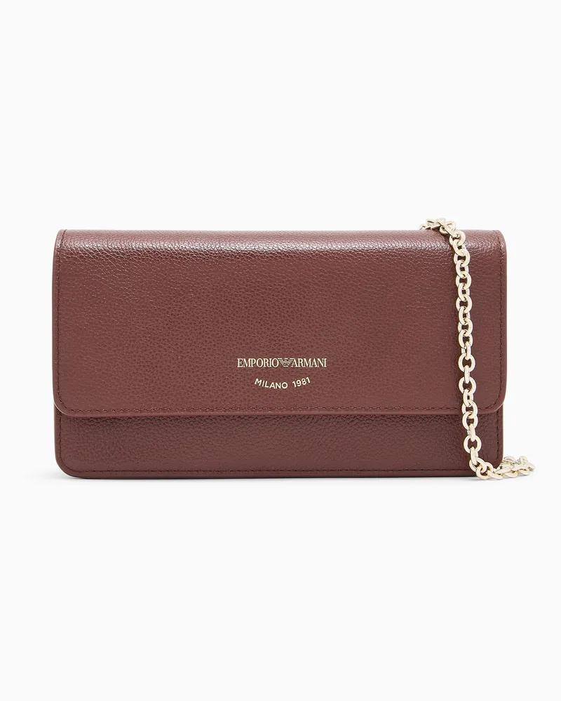 Emporio Armani Bag in pelle bottalata con tracolla a catena e patta Bordeaux