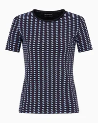 Emporio Armani OFFICIAL STORE Maglia In Jersey Jacquard Motivo A Rilevo Effetto 3d Blu