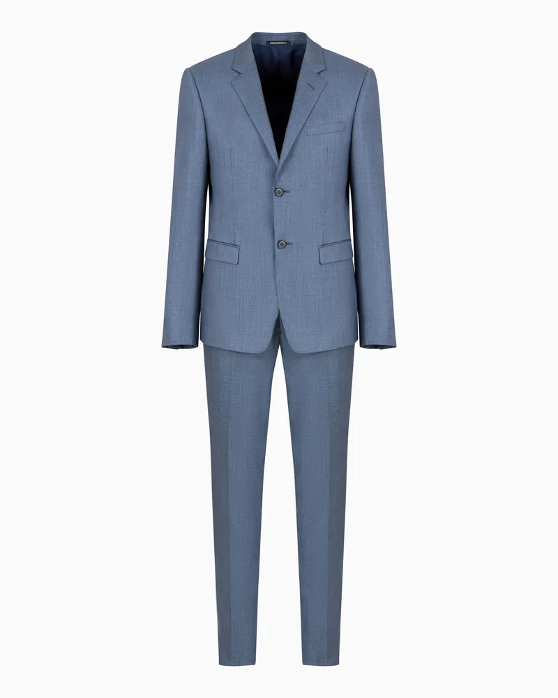 Emporio Armani Abito monopetto slim fit in grisaglia silky finish Blu